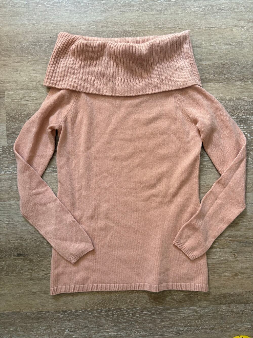 Ann Taylor Vintage 100% Cashmere Off-the-Shoulder Cowl Neck Sweater